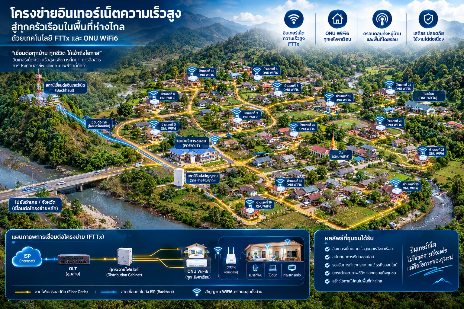 โครงข่าย FTTx อินเตอรืเน็ตความเร็วสูงถึงทุกครัวเรือน